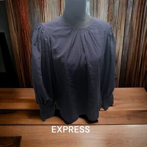 EXPRESS, SIZE M, DARK BLUE, LONG SLEEVE BLOUSE.H-11